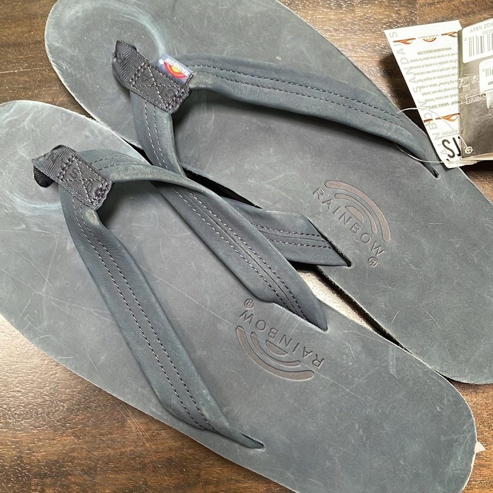 Rainbow premier leather flip flops-color is navy - Picture 2 of 5